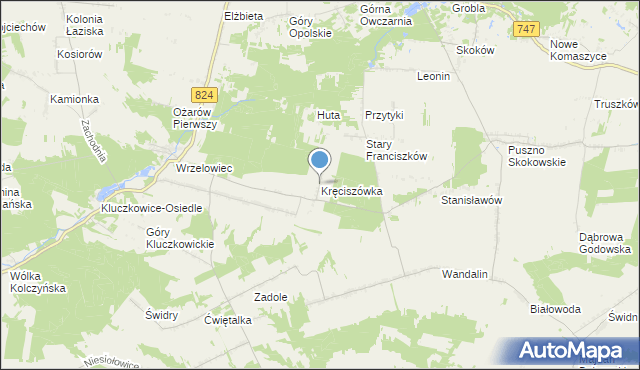 mapa Kręciszówka, Kręciszówka na mapie Targeo